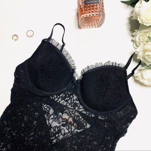 Victoria’s Secret Black Lace Ruffle Chemise Slip